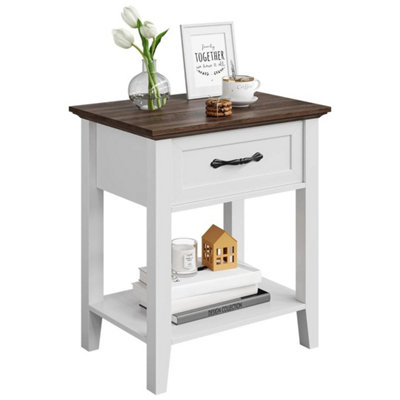  - Nightstand With Drawer End Table Bedside Table With Open Shelf