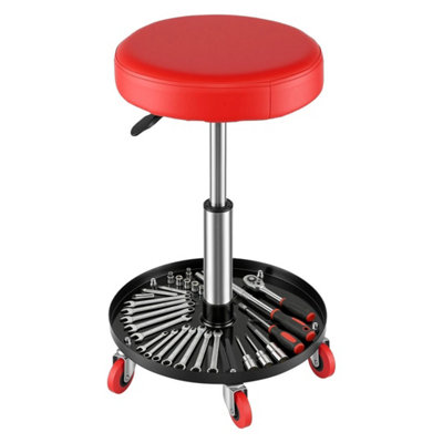  - Rolling Mechanic Stool Adjustable Garage Seat With Wheels