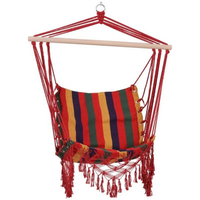 Hammock Chair Swing Colourful Striped Tree Hanging Seat Porch from B&Q