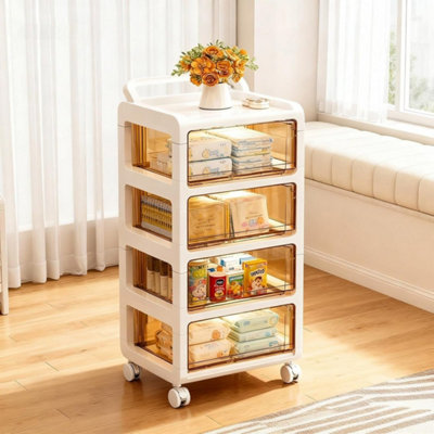  - Rolling Storage Cart With Wheel Plastic Storage Bins With Lids 4 Tier