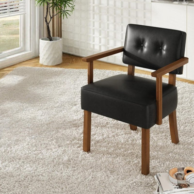  - Accent Chair Faux Leather Armchair With Wood Frame Reading Chair