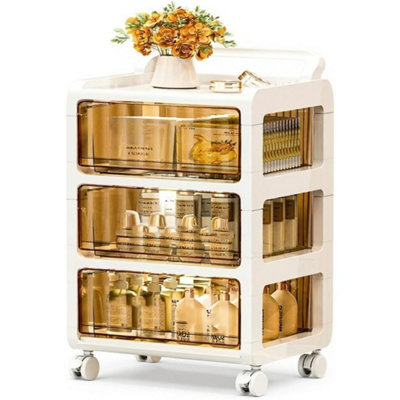  - Rolling Storage Cart With Wheel Plastic Storage Bins With Lids 3 Tier