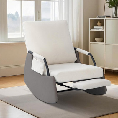  - Upholstered Rocking Chair Footrest Backrest Side Pocket Glider Rocker