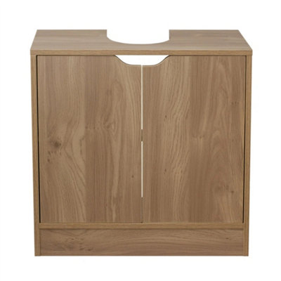 Oak Full Pedestal Bathroom Sink Cabinet Under Basin Unit Cupboard Storage Furniture from B&Q