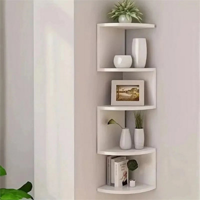 5 Tier Floating Corner Shelves Wooden Storage Display Shelf Units Wall Mount from B&Q