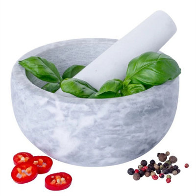 Pestle & Mortar Marble Bowl Grinder Cooking Kitchen Baking Herbs Garlic Salt from B&Q