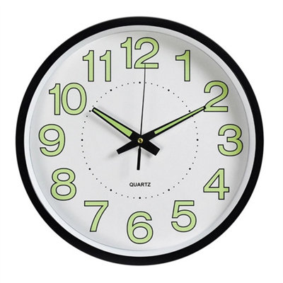 30Cm  Wall Clock Silent Glow In The Dark Quartz Clocks Bedroom from B&Q