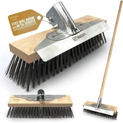 12" Metal Wire Broom Brush Scraper Sweeping Deck Scrub Heavy from B&Q