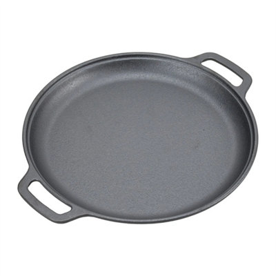 30 Cm Cast Iron Griddle Grill Plate Cooking Bbq Skillet Roasting from B&Q