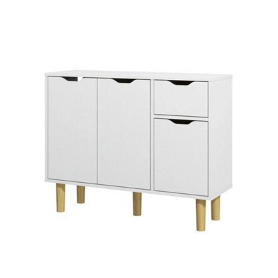 White Modern Wooden Sideboard Storage Cabinet With For Small Space Organization from B&Q