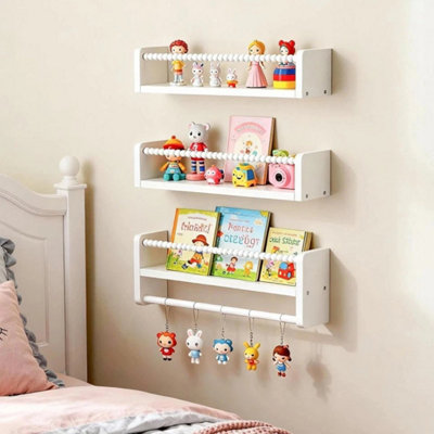  - White 40Cm Wooden Floating Shelf Set Kids Wall Bookshelf