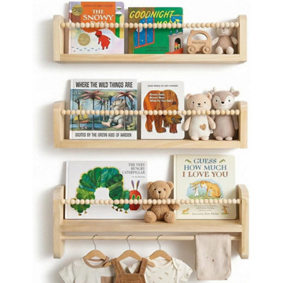  - Wooden 40Cm Wooden Floating Shelf Set Kids Wall Bookshelf