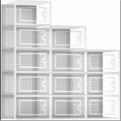 White 12Pcs Foldable Stackable Plastic Shoe Box from B&Q