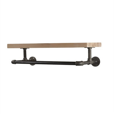  - 75X31X20Cm Wall Mount Clothes Hanger Rack With Shelf
