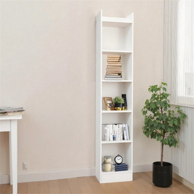 6 Tier Bookcase Tall Narrow Bookcase Wooden Open Storage Book Shelve from B&Q