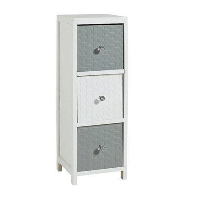 White Wooden Storage Unit 3 Drawer Chest Bedroom Organiser Fully Assembled from B&Q