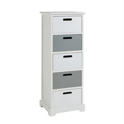 5 Drawer Chesy Hallway Wooden Storage Organiser White Grey Fully Assembled from B&Q
