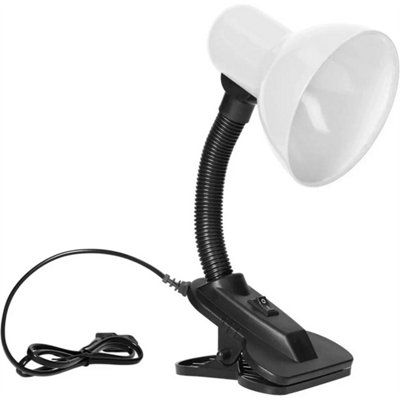 White Desk Clamp Lamp Bed Study Reading Light Clip On Table Lamp from B&Q