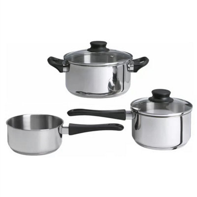  - 3X Stainless Steel Non-Stick Cookware Set Glass Lid Pot Pan Kitchen