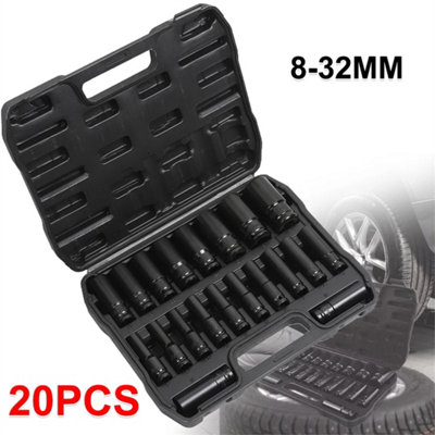 20Pcs Deep Impact Socket Set 6 Point Metric 832mm 1/2 Inch Drive from B&Q