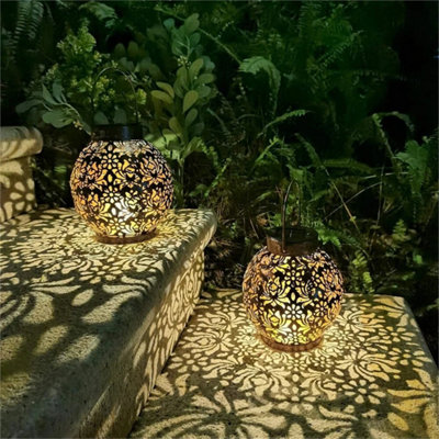 2 Pack Outdoor Solar Hanging Lantern Lights Outdoor Garden Lawn Lamp from B&Q