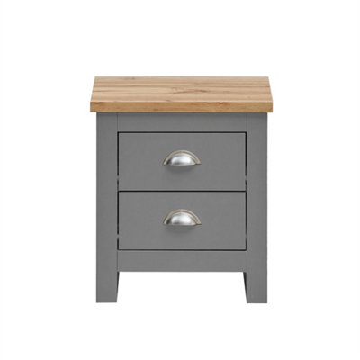  - Bedside Table Cabinet Oak Bedroom Furniture Nightstand 2 Drawers