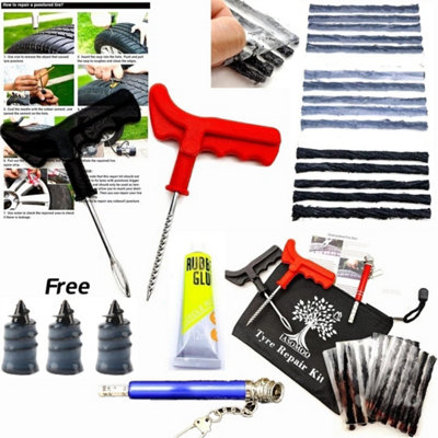 Car Motorcycle Tubeless Tire Puncture Emergency Repair Kit from B&Q