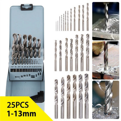 25Pcs Hss Cobalt Drill Bits 1-13mm Metric Metal Drilling Tools from B&Q