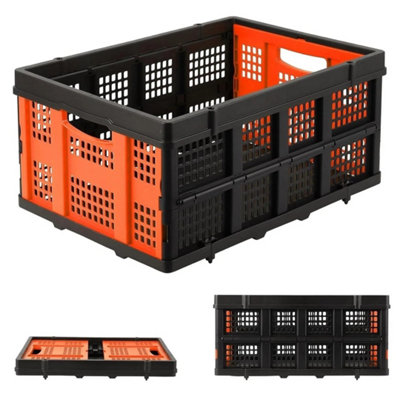 Collapsible Crate 55L Foldable Plastic Milk Crate With Side Handle from B&Q