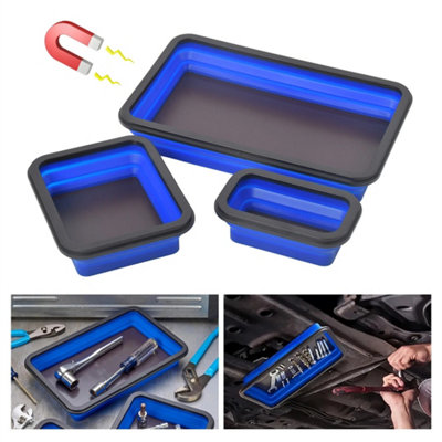  - 3Pcs Collapsible Magnetic Tool Storage Trays