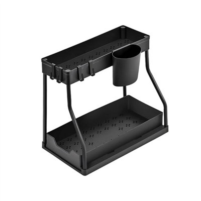 2 Tier Pull Out Basket Kitchen Under Sink Cupboard Organiser Drawer Storage Rack from B&Q