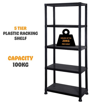 5 Tier Plastic Shelving Home Storage Unit Shelves Racking Garage Organiser from B&Q