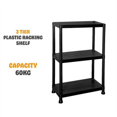 3 Tier Plastic Shelving Home Storage Unit Shelves Racking Garage Organiser from B&Q