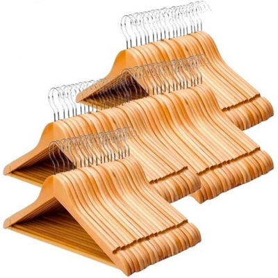 80Pcs Wooden Coat Hangers Hardwood Trouser Bar Hook from B&Q