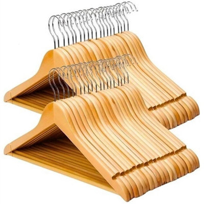 40Pcs Wooden Coat Hangers Hardwood Trouser Bar Hook from B&Q