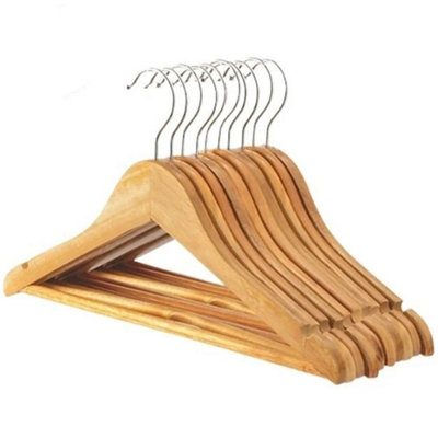 10Pcs Wooden Coat Hangers Hardwood Trouser Bar Hook from B&Q