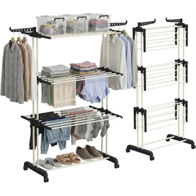  - 4 Tier Foldable Clothes Airer Dryer Rack Laundry Indoor Outdoor With Side Wings