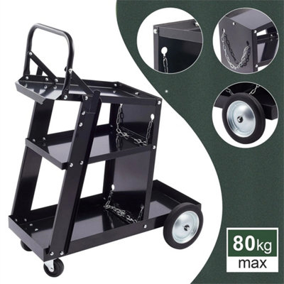 3 Tier Welding Cart Trolley Chains Plasma Cutter Mig Arc Tig Welder 80Kg Storage from B&Q