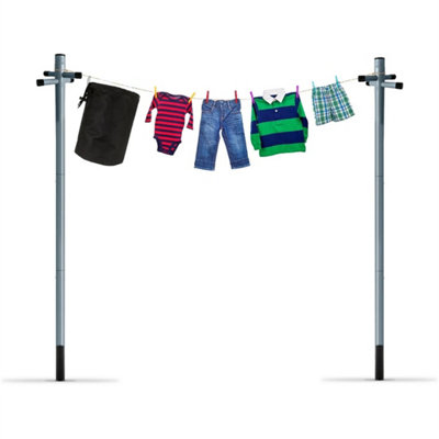 2Pcs Galvanised Clothes Pole 2.4M/8Ft Ground Sockets from B&Q