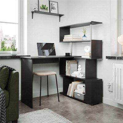 Shaped Computer Desk Corner Pc Table  Rotatable Shelve Office from B&Q