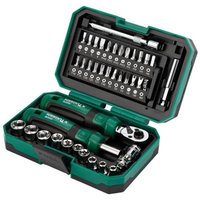 40Pcs Small Drive Socket Ratchet Wrench Screwdriver Set1/4 Inch Metric Socket from B&Q