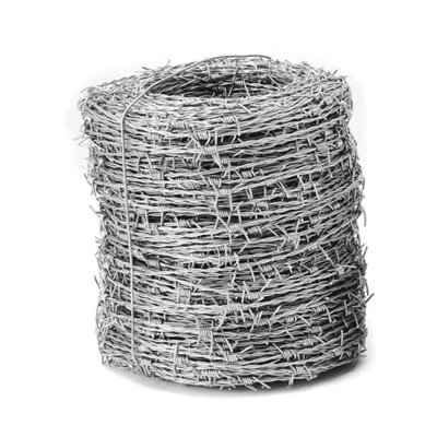 15M Field Garden Barbed Wire Galvanised Steel 1.7mm 4 Point Barbs Security Fence Diy from B&Q