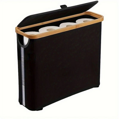 Bamboo Oxfordcloth Toilet Paper Roll Storage Basket Storagebox -Black from B&Q