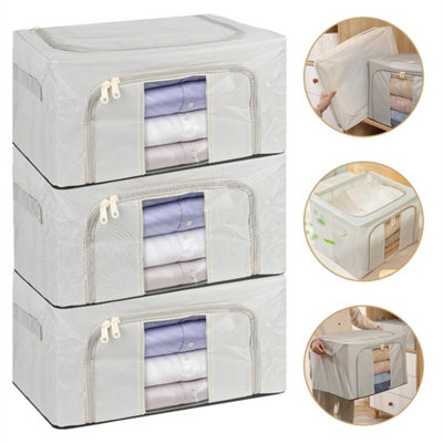 3Pcs Clothes Storage Bags Zipped Organizer Underbed Wardrobe Cube Closet Boxes from B&Q