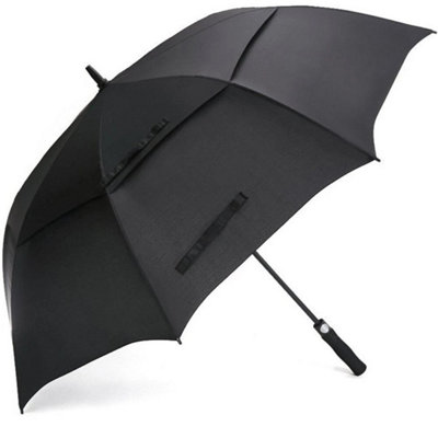 Black 68Inch Extra Large Golf Umbrella Automatic Windproof Wind Vented Canopy Storm from B&Q