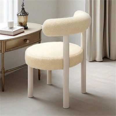 Cream Teddy Fabric Dressing Table Chairs Vanity Stool Bedroom Chairs Makeup Seat from B&Q