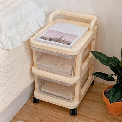 - 2Tiers Slide Out Drawers Home Kitchen Bathroom Storage Trolley Shelf Cart Unit