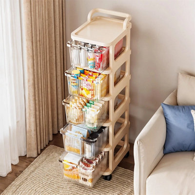  - 5Tiers Slide Out Drawers Home Kitchen Bathroom Storage Trolley Shelf Cart Unit