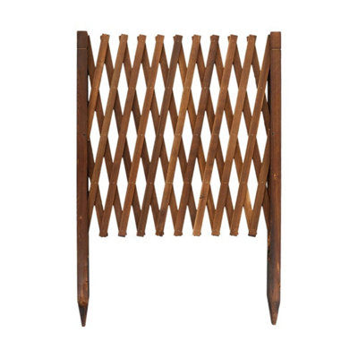  - Stretchable Wooden Picket Fence Fencing Garden Lawn Border Flower Edging Panel Large