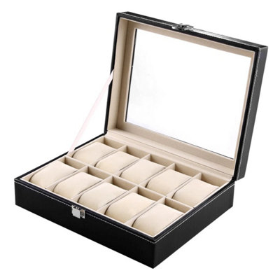  - 12 Grids Watch Case Jewelry Display Storage Box Organizer Collection Gift Holder